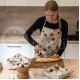 Colourful half-linen kitchen apron "Bees"